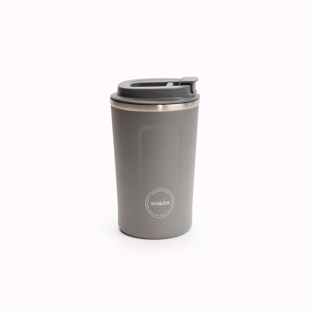 Dark Grey Cup2Go 380ml Insulated Cup from AYA&IDA The CUP2GO is functional, beautiful, and a sustainable alternative to single-use cups with plastic lids.