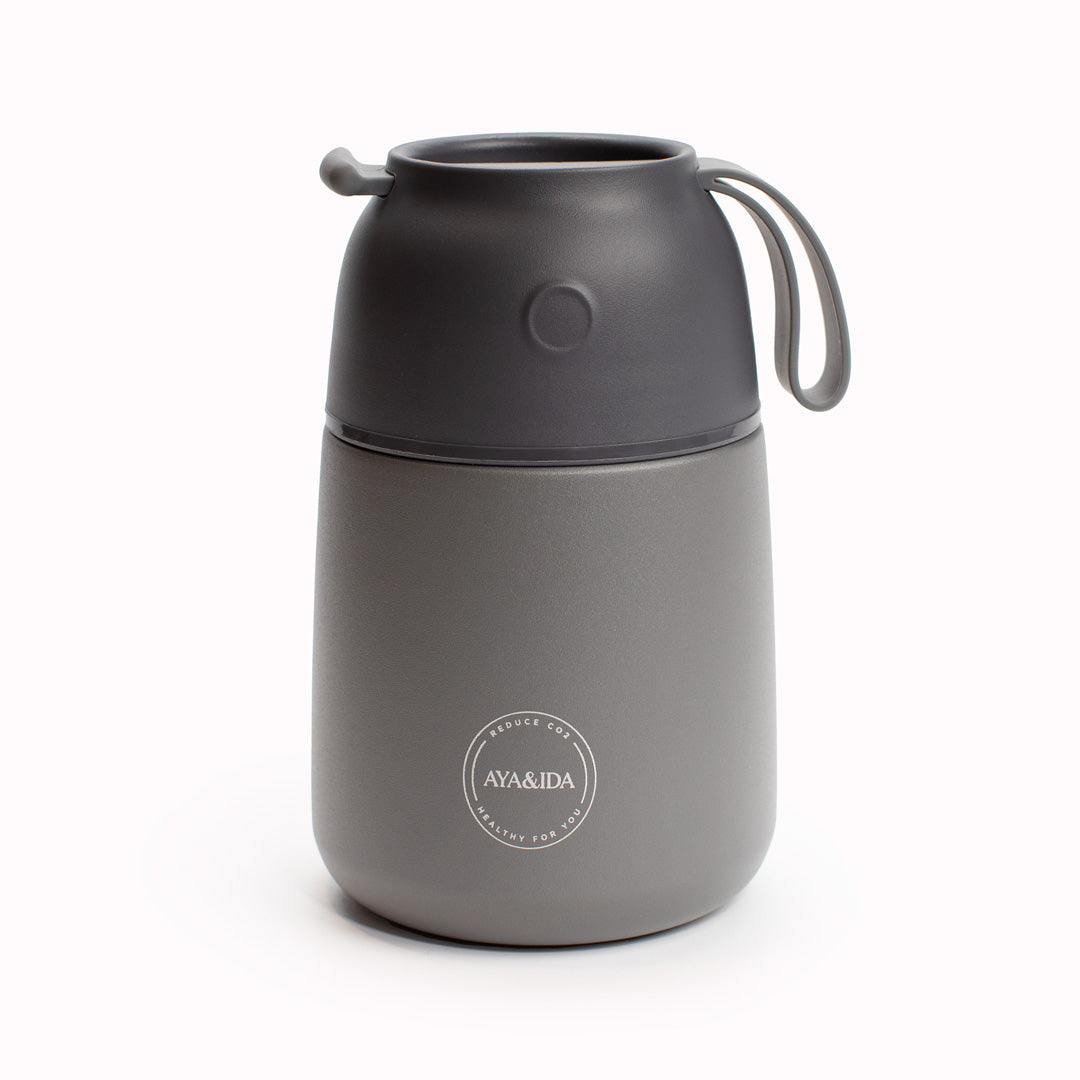 Dark Grey Food'ie | 500ml Insulated Food Flask from AYA&IDA. Perfect for when you are on the go, they can be used for your breakfast porridge, pasta dishes, wok dishes, soups, for yoghurt, for baby food or even for ice cubes.