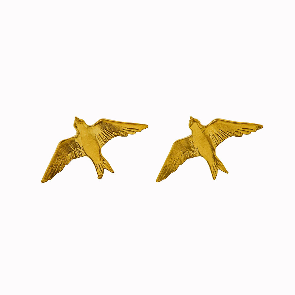 Delicately detailed Flying Swallow stud earrings from Alex Monroe's Classics jewellery collection.