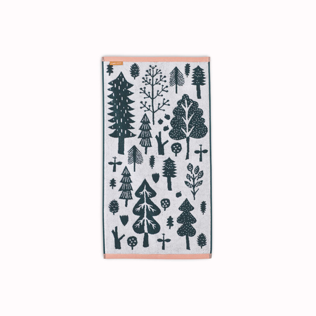 Green and White Reverse | Forest Hand Towel | Donna Wilson