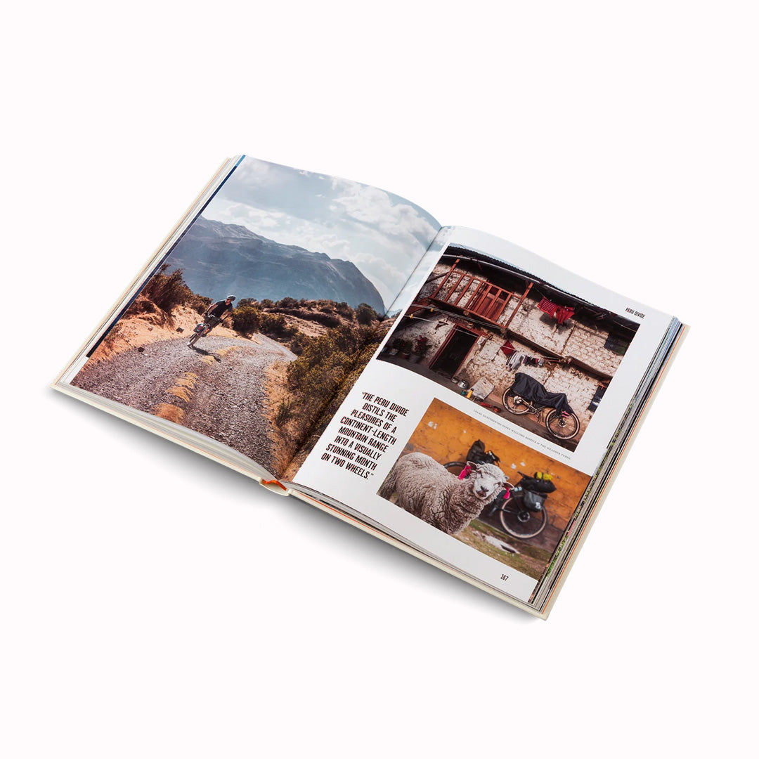 Spread example from Grand Bikepacking Journeys from Gestalten compiles the most iconic routes that any long distance cyclist aims to complete.