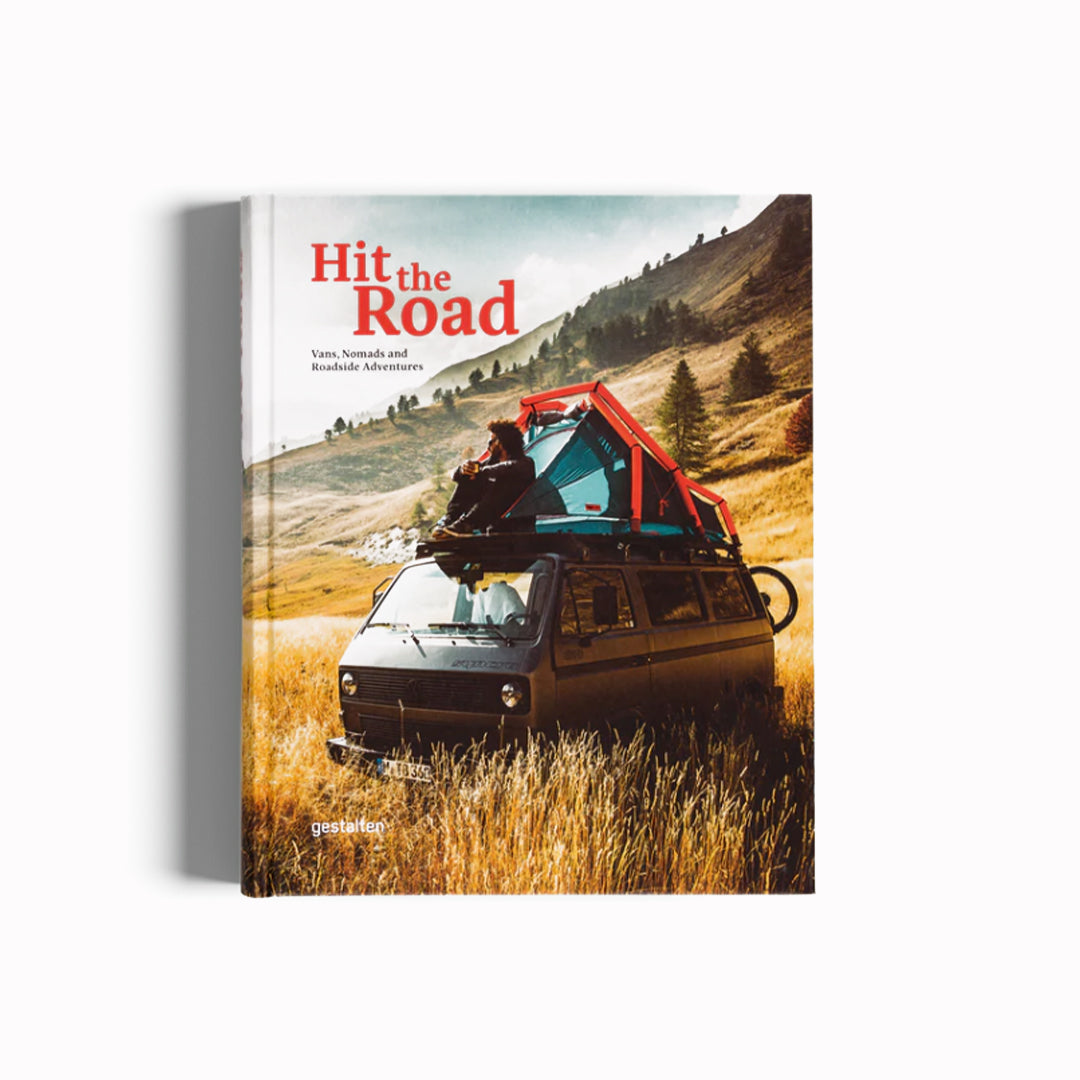 Hit The Road- Vans, Nomads and Roadside Adventures book by Gestalten, cover. Hit the road! - Vans, Nomads and Roadside Adventures. A weekend trip, a longer vacation off the beaten track, or a nomadic journey around the globe. This book features vans, overland vehicles, and their passionate owners—and celebrates a life on the move.