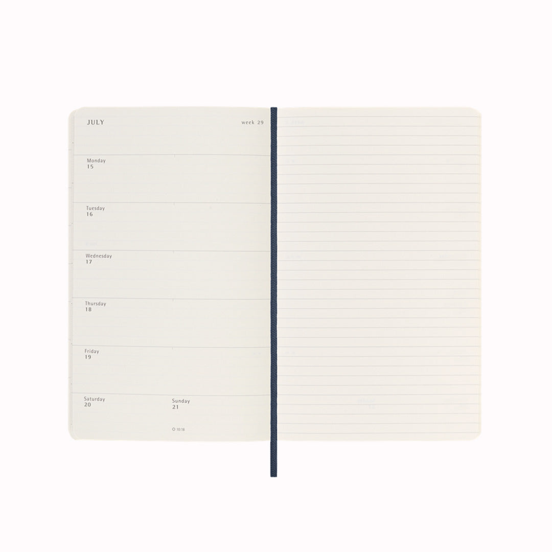 Dairy View | Dated from July 2023 to December 2024, This 18-Month Weekly Notebook  from Moleskine will let you see the whole week at a glance, while also providing yearly and monthly snapshot pages for a broader overview of the year.
