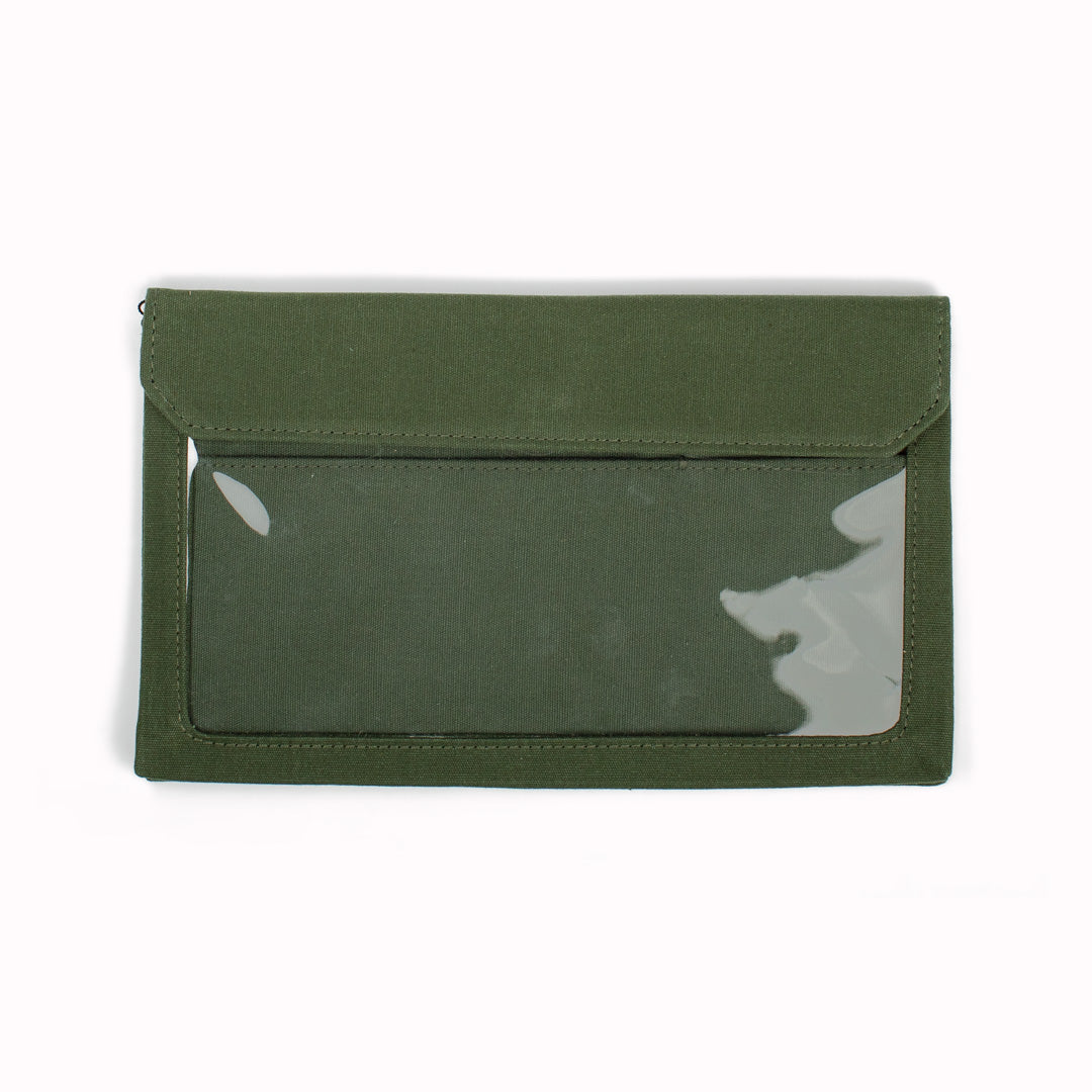 Khaki | Flatty Works | Pen Case Wide Closed from King Jim