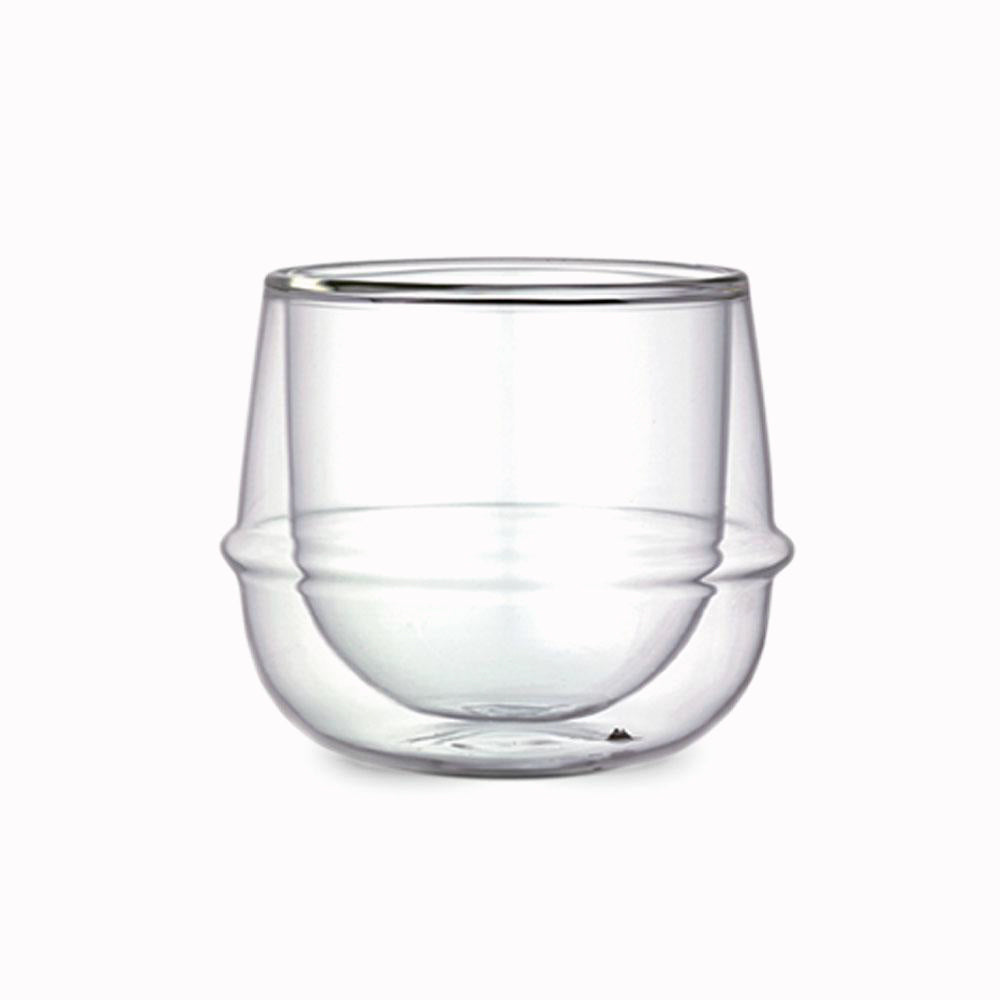 Kronos Double Walled Wine Glass from Kinto. A beautifully-designed double wall glass wine glass with an ergonomic ring around the circumference to make the glass more comfortable to hold.