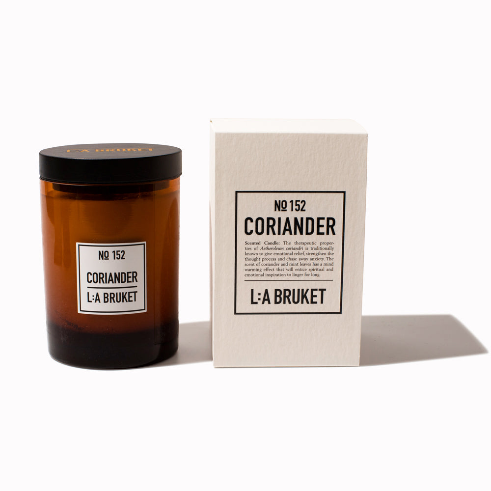Coriander Large scented candle and box from L:A Bruket