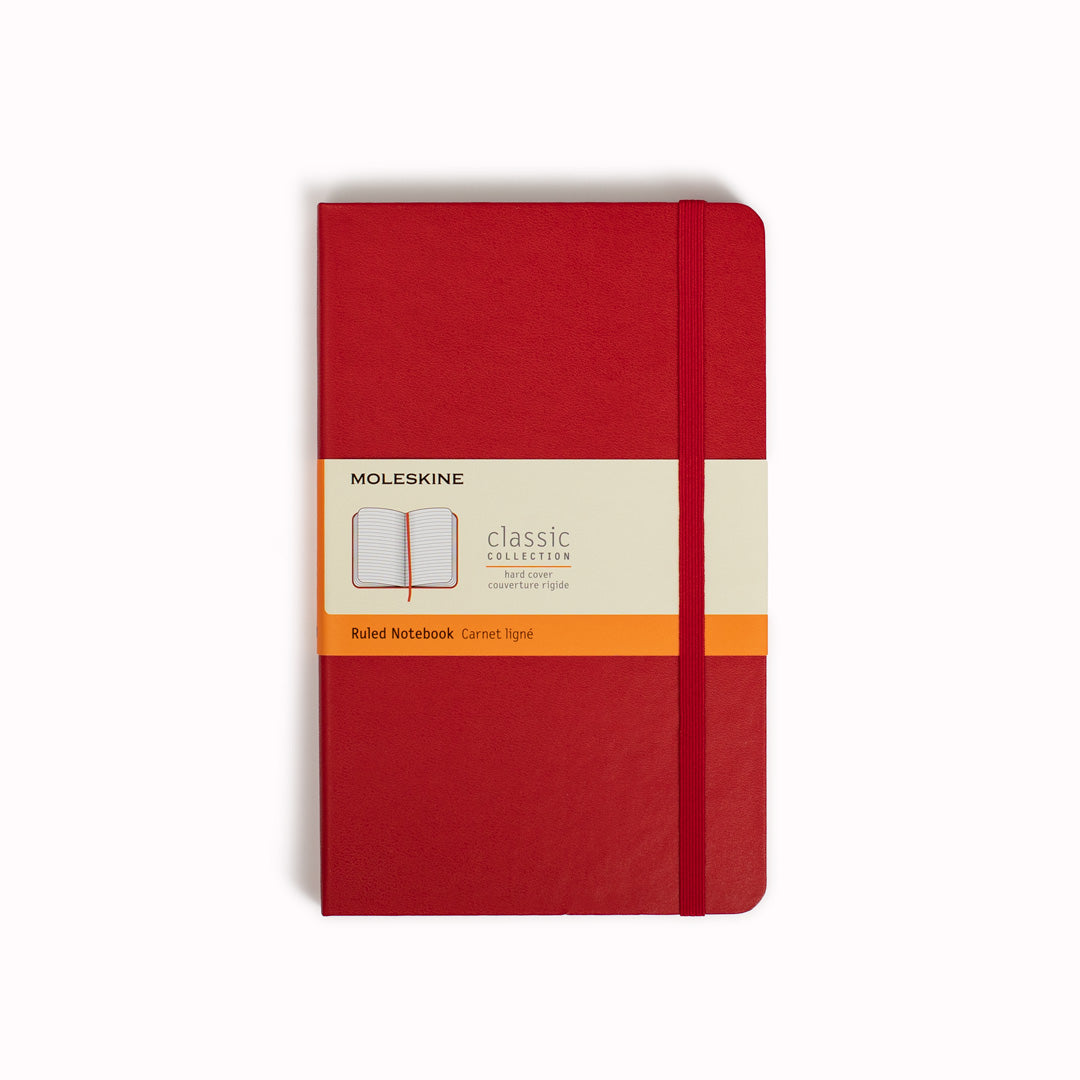 Scarlet Red Ruled Large Hard Cover Classic Notebook by Moleskine