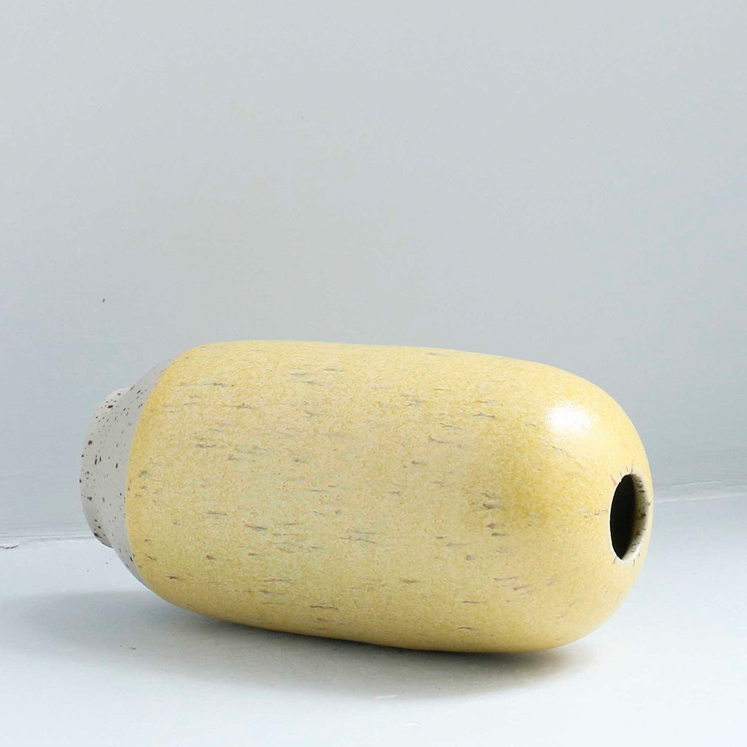 Yuki Hand-thrown Small Vase, Japanese inspired ceramics in a matt yellow glaze by Studio Arhoj