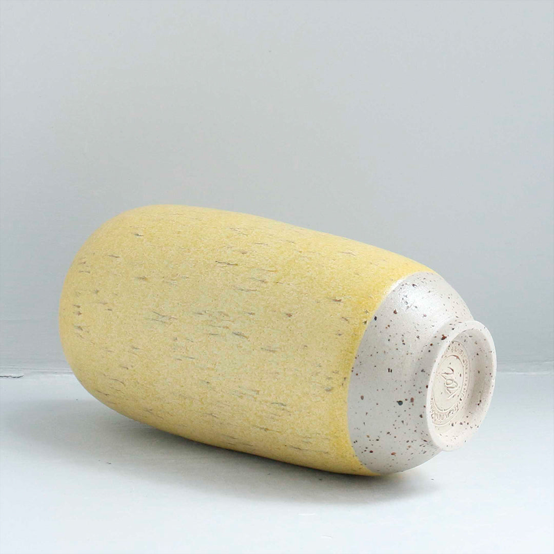 Yuki Hand-thrown Small Vase, Japanese inspired ceramics in a matt yellow glaze by Studio Arhoj