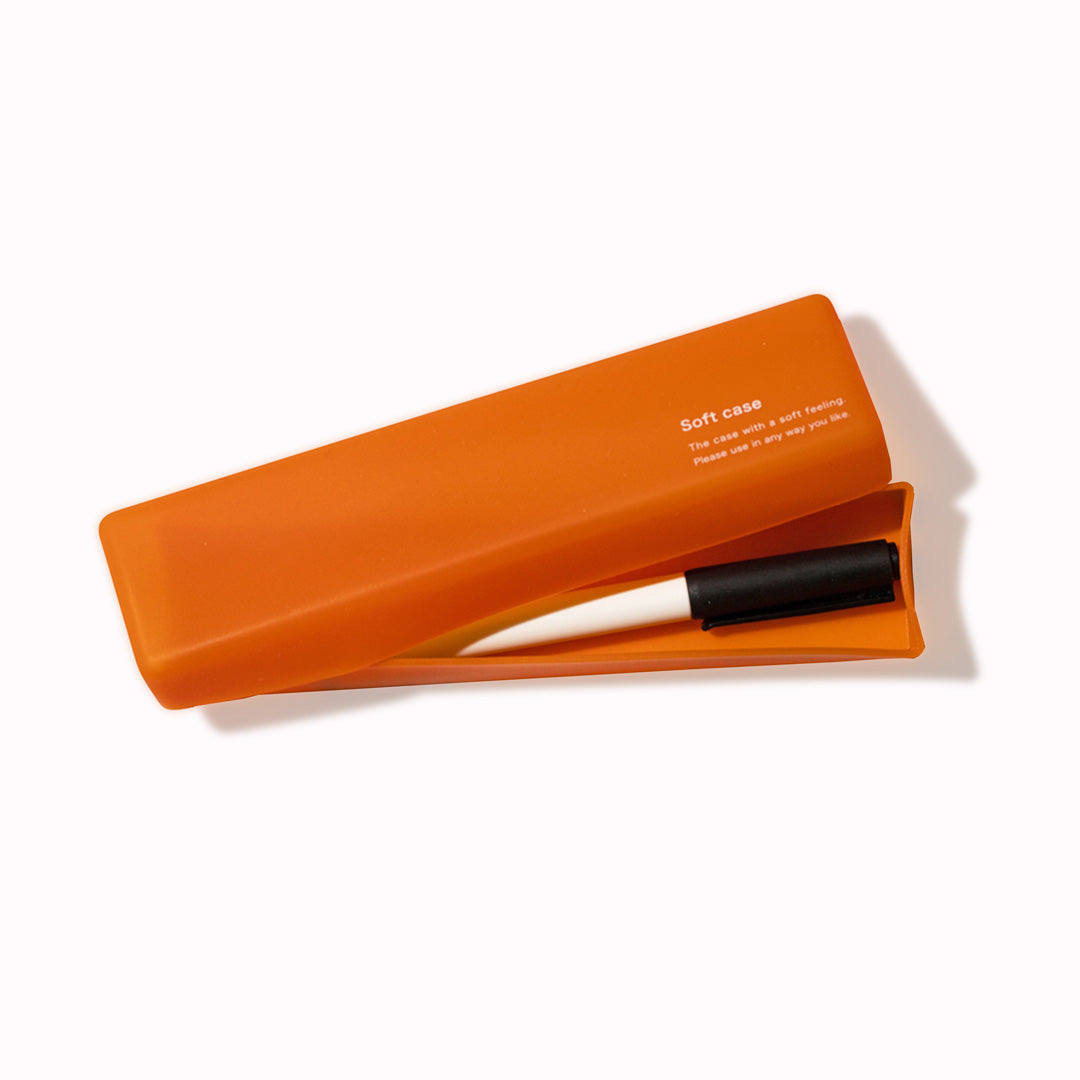 Midori soft silicone Pen/Pencil Case in Orange - Open