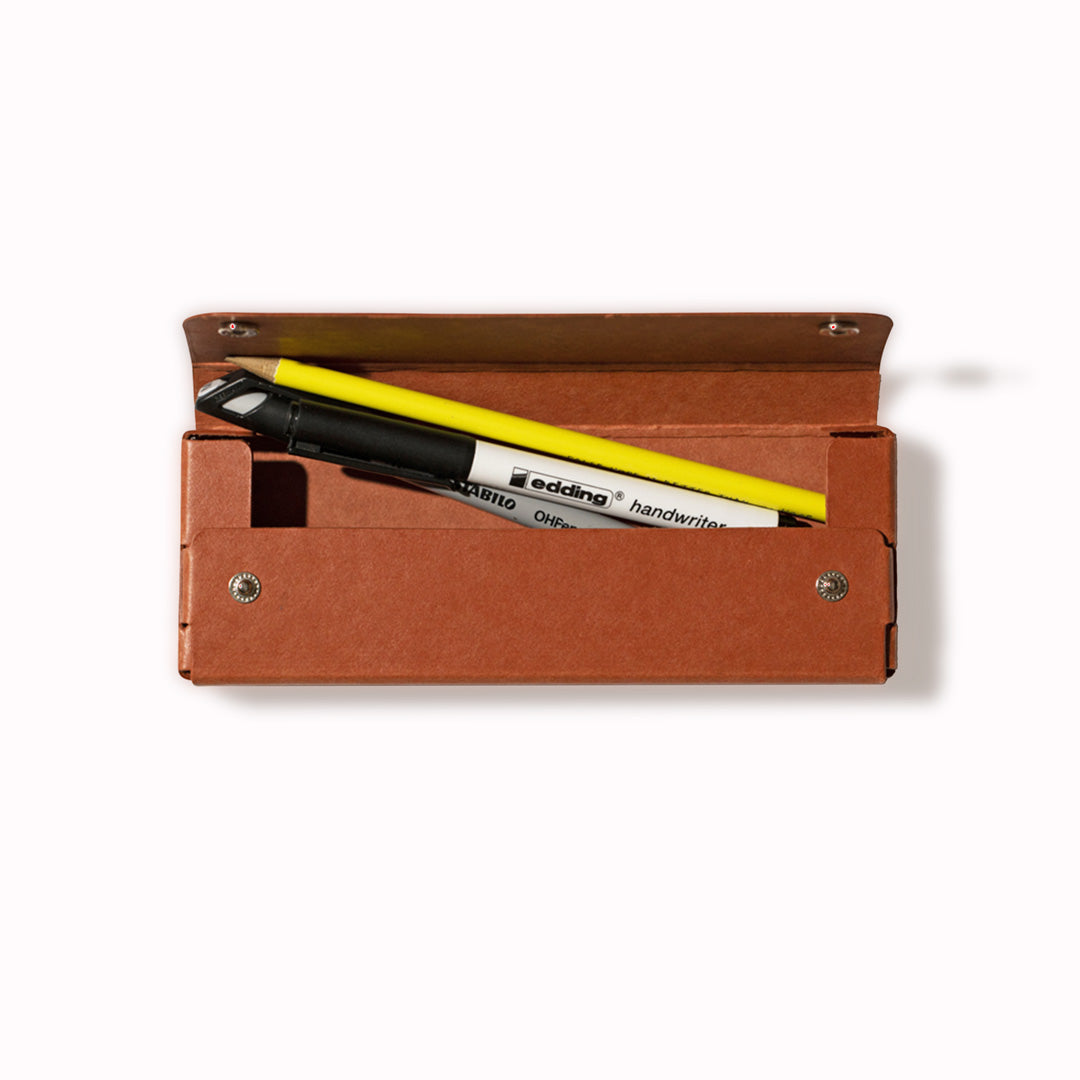 Pasco Pencil Case from Midori - Fibre Board Case in Orange - Open