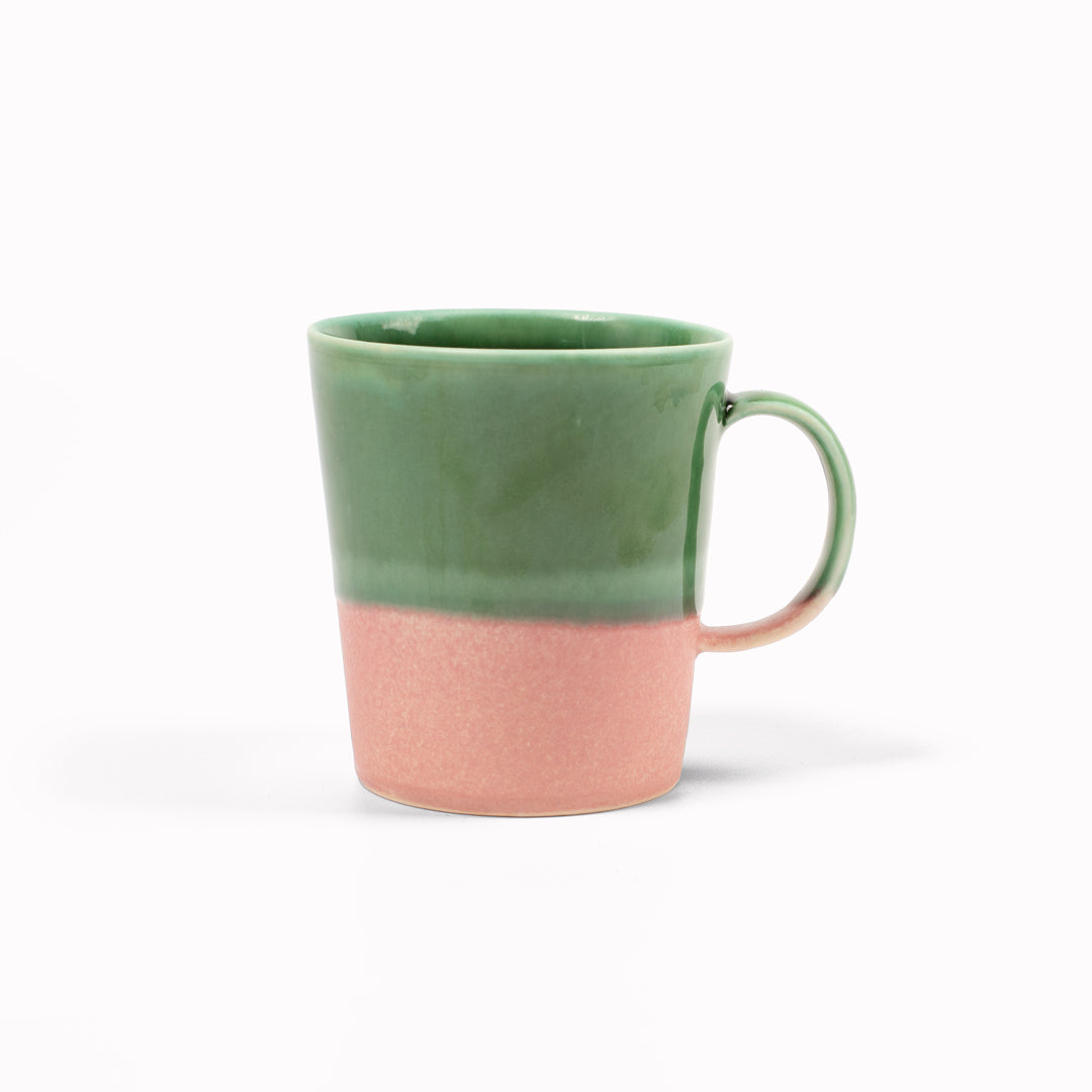 Hand Glazed Mug | Green+Pink