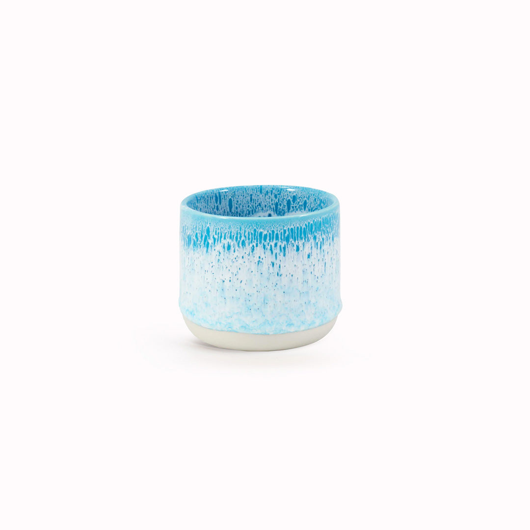 Aqua Blue Niagara Falls Sip Cup, a Danish/Japanese mix up with these thick glazed, hand made ceramic small beaker from Studio Arhoj's Toyko Series.