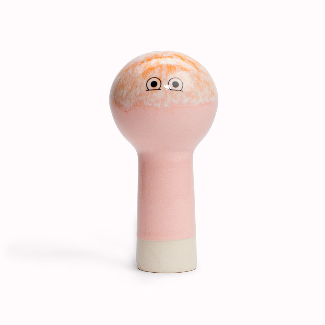 Pink Oni is a balloon headed, hand glazed ceramic figurine created as a close relative of the classic Arhoj Ghost. The Familia is a continuation of the playful decorative object series from Studio Arhoj. 