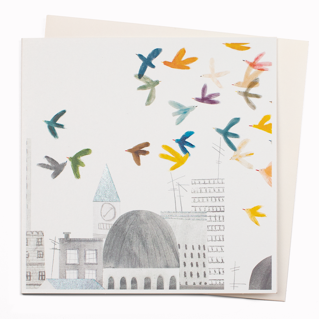 Cityscape is a gorgeous contemporary art greeting card featuring illustration by Madrid based artist, Blanca Gomez