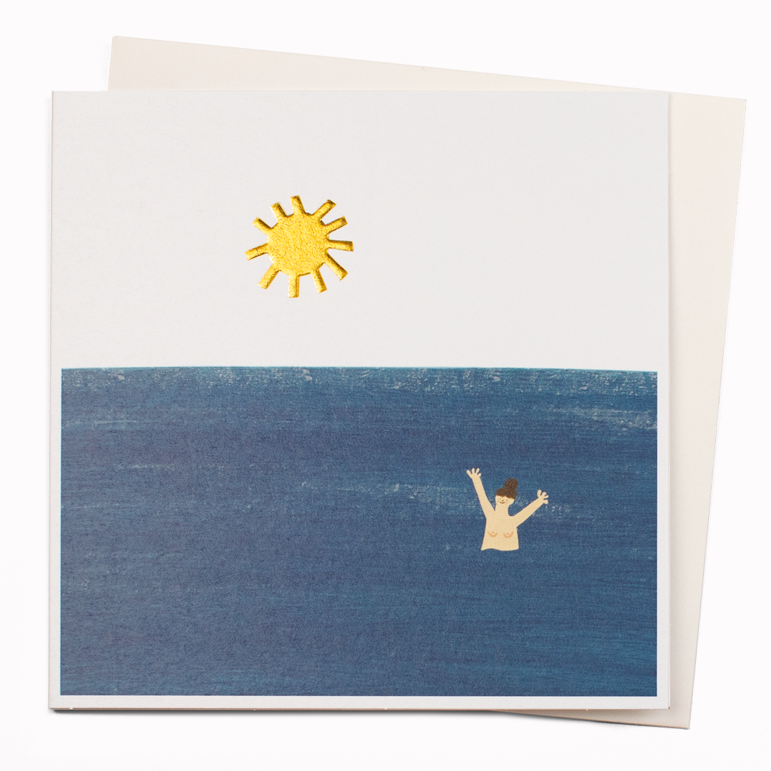 Skinny Dip is a gorgeous contemporary art greeting card featuring illustration by Madrid based artist, Blanca Gomez.