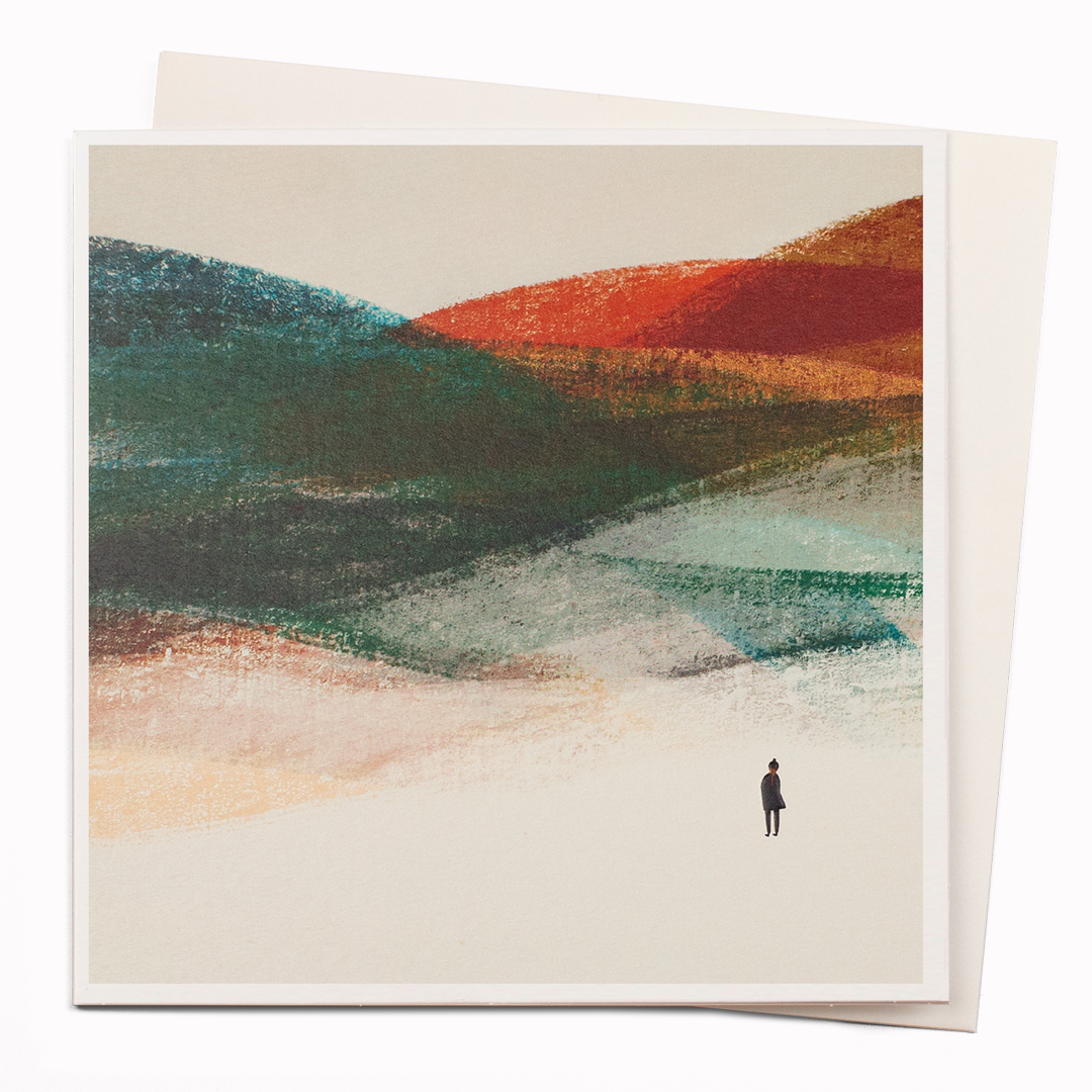 Hilltops is a gorgeous contemporary art greeting card featuring illustration by Madrid based artist, Blanca Gomez
