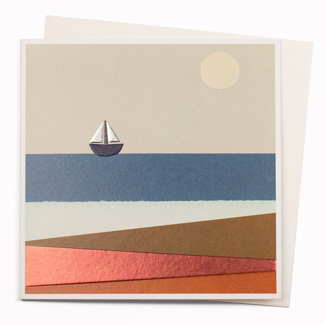 Weekend Sail is a gorgeous contemporary art greeting card featuring illustration by Madrid based artist, Blanca Gomez.