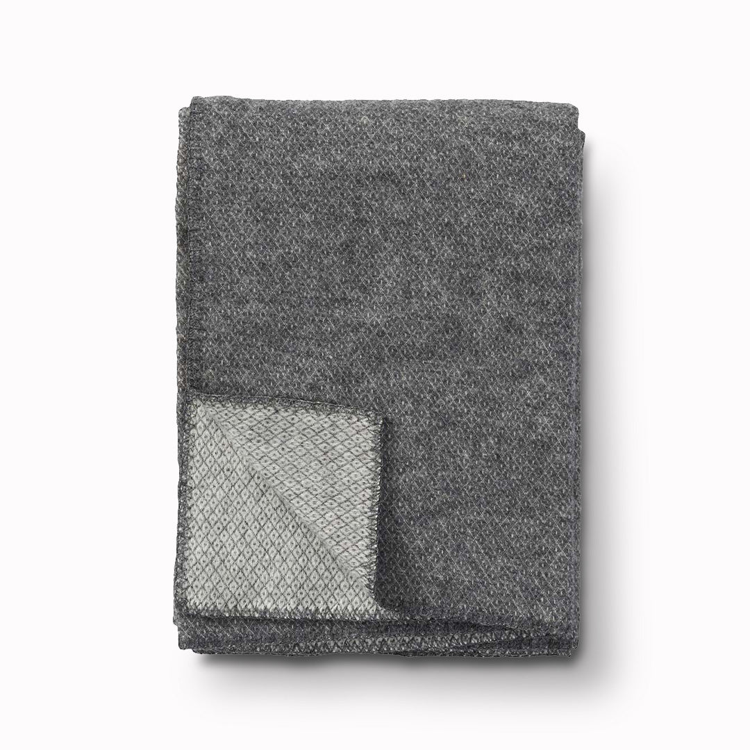 Folded Grey Merino and Lambswool Blanket from Klippan