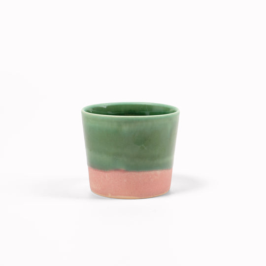 Hand Glazed Cup | Green+Pink