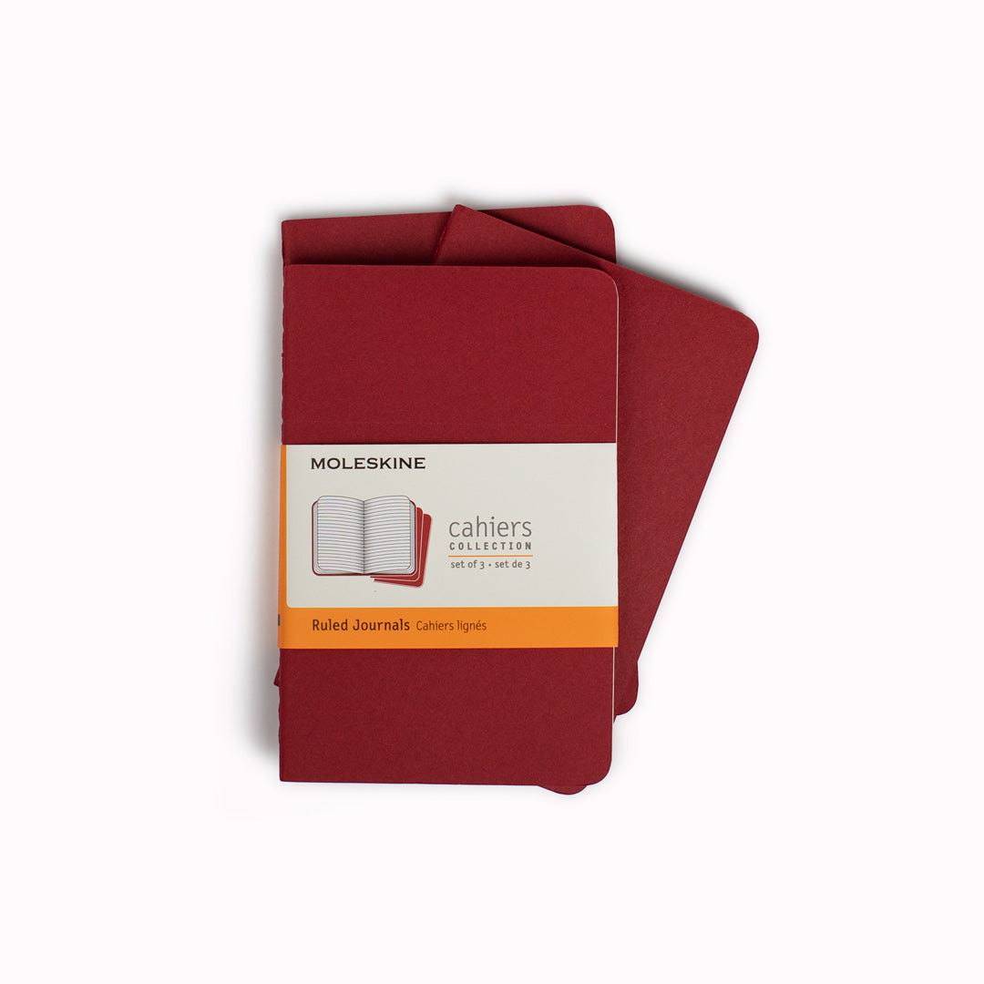 Cranberry Red Pocket | Plain Cahier Journal from Moleskine Set of Three