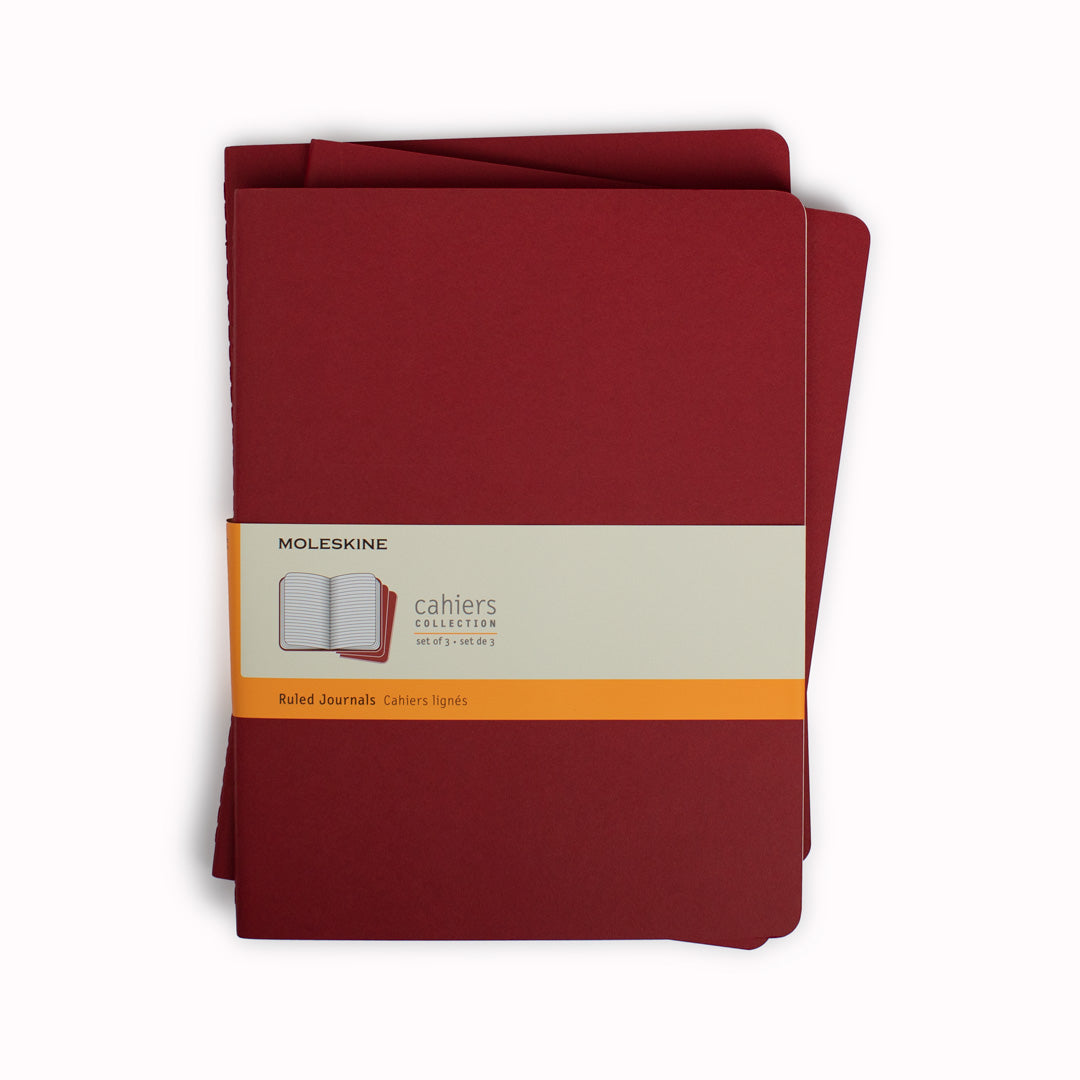 Cranberry Red XLarge | Ruled Cahier Journal from Moleskine Set of Three