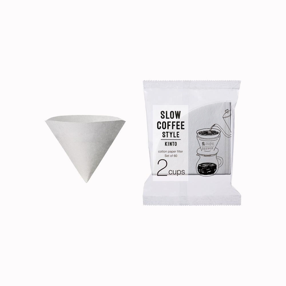 2 Cup Filter paper for Kinto Brew Attachment, the right filter paper is essential so as not to taint the taste. Kinto filters are made from cotton pulp with no adhesive used on the seams for a pure taste.
