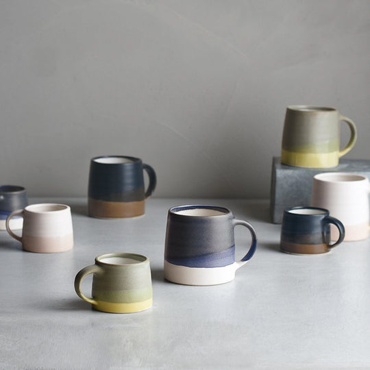 Collection of Slow Coffee Porcelain mugs from Kinto, to be used as part of your slow coffee ritual. Enjoy a slow, relaxing passage of time and immerse in a deeper, richer, coffee time.