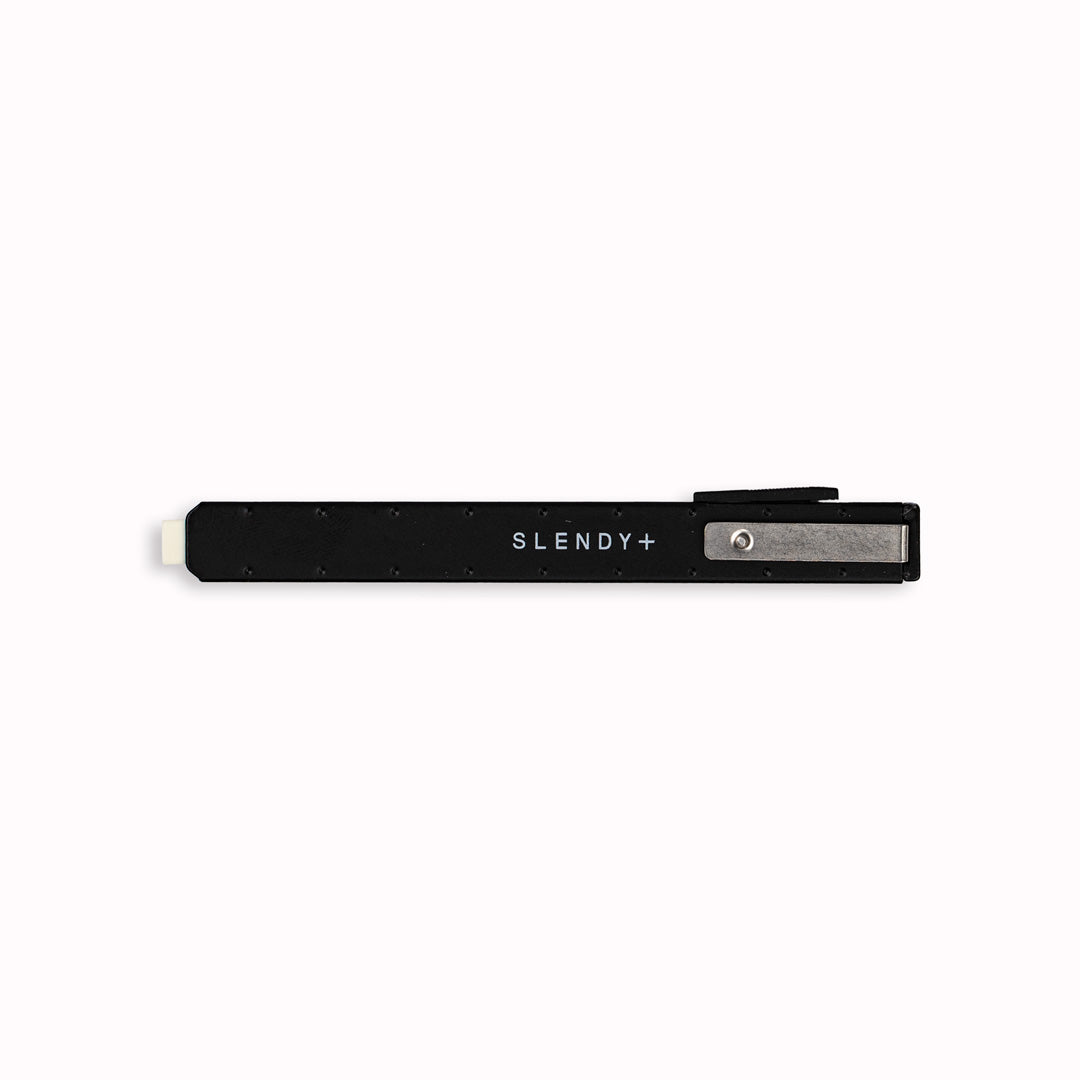 Slendy Plus Retractable Eraser from Seed - Japan.  Black Metal