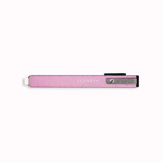 Slendy Plus Retractable Eraser from Seed - Japan.  Pink Metal