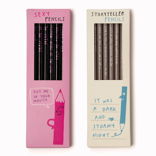 6 HB pencils featuring the wry witticisms of Sharp & Blunt for USTUDIO. Each pencil has a different phrase and each set has a different personality. Amusing and useful!