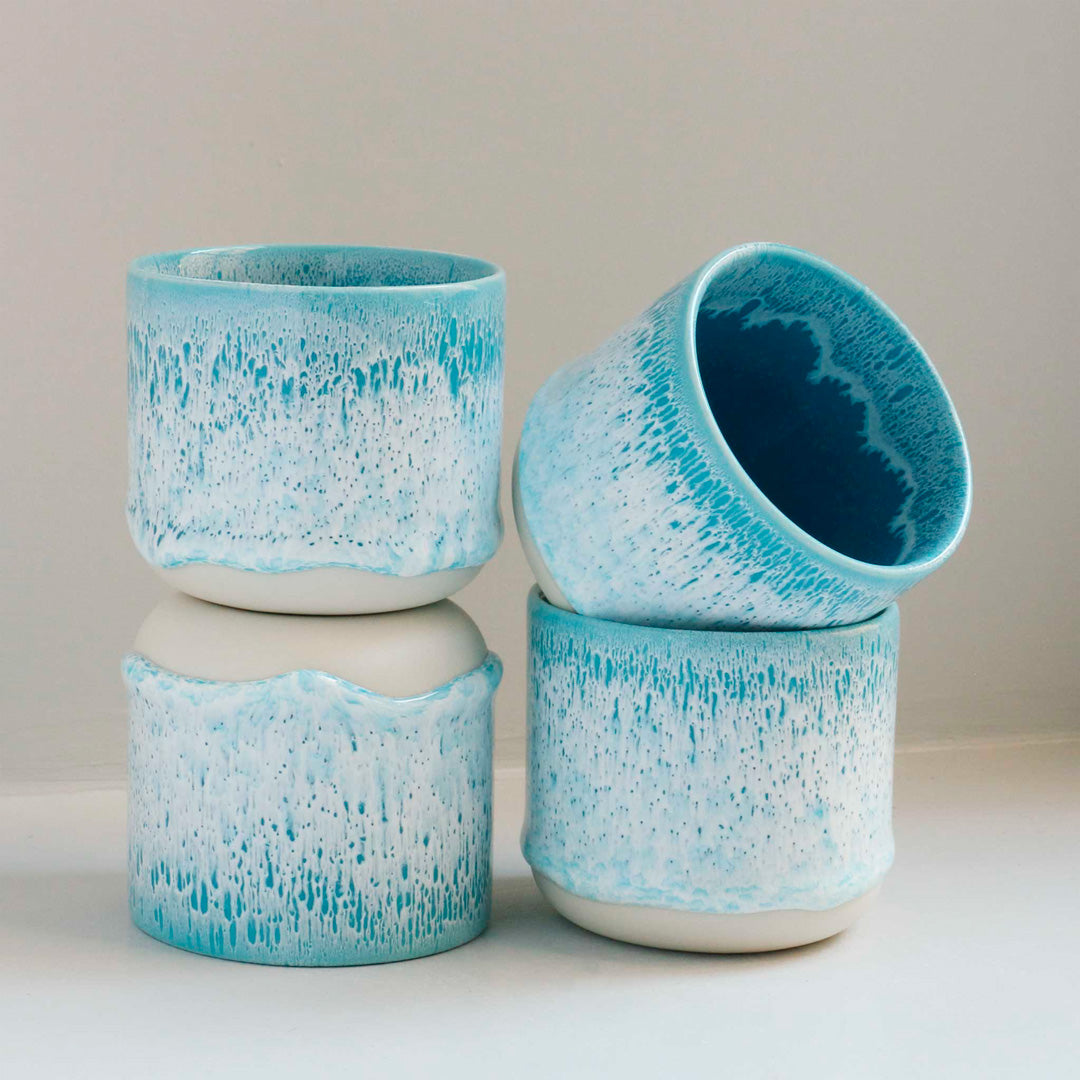 Aqua Blue Niagara Falls Sip Cup Collection, a Danish/Japanese mix up with these thick glazed, hand made ceramic small beaker from Studio Arhoj's Toyko Series.