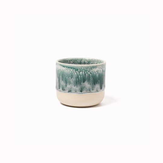 Danish/Japanese mix up with these thick glazed, hand made ceramic small beakers from Studio Arhoj. Can be used as a drinking vessel for espresso or a morning juice or as a small succulent planter (or simply beautifully ornamental.)