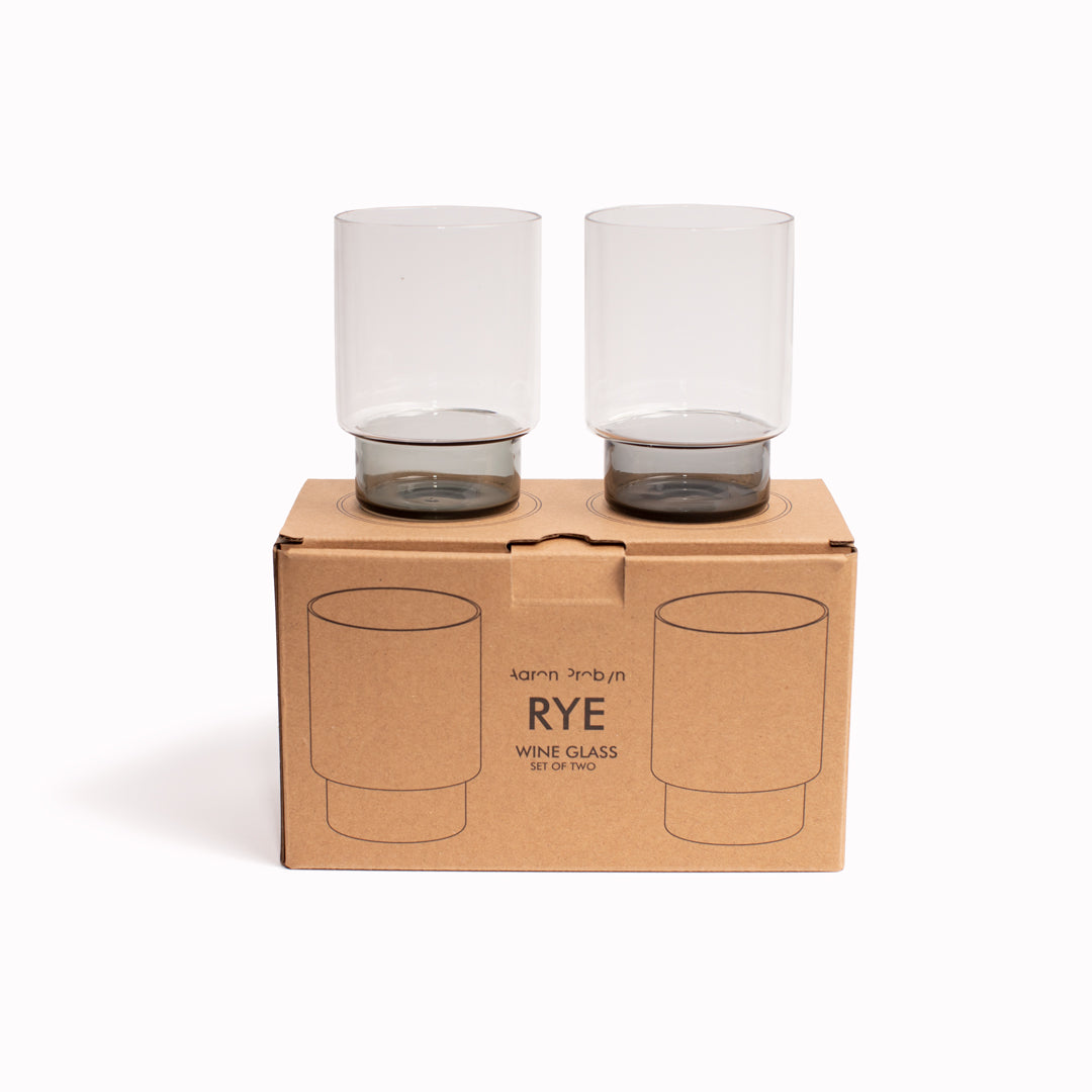 Straight Wine Glass Boxed Set of 2 Rye Glassware Packaging by Aaron Probyn