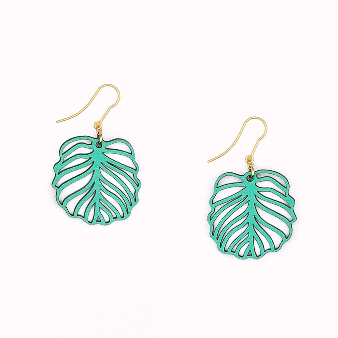 Striped Leaves - Day Earrings | Front | Hand Finished in Barcelona from Materia Rica