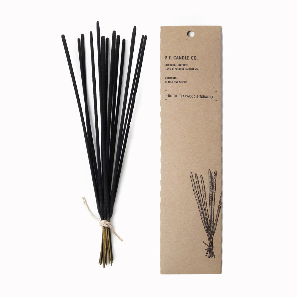 PF Candle Co Teakwood and Tobacco Incense Sticks quickly transforms a room: transformative smoke uplifts the space while their signature scents linger for hours even after extinguishing.