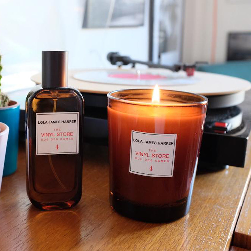 Lola James Harper’s candles all have beautiful evocative scents, reminiscent of a moment in time and place. For ‘The Vinyl Store Rue des Dames’ The fragrance of the candle is really what you smell when you open an old vinyl box - dry and woody with fruity and nutty undertones from papyrus and poplar wood. A delicious and comforting scent. 