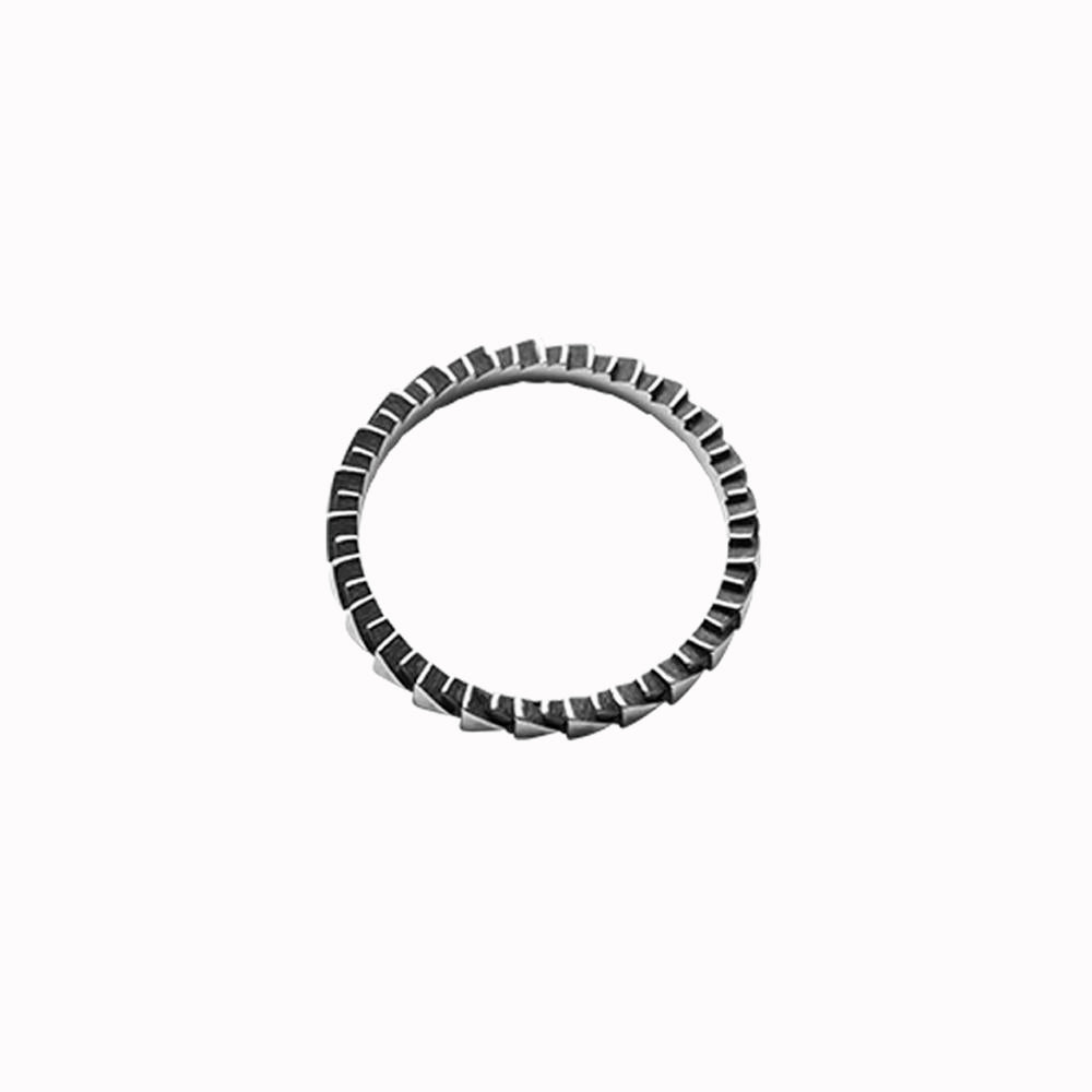 XY Lines Tri Line | Oxidised Silver Ring