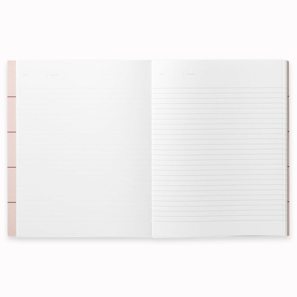 Inside spread of blank and lined pages of Notem Uma Layflat Notebook, A stylish and functional notebook that helps you organize your thoughts and ideas.