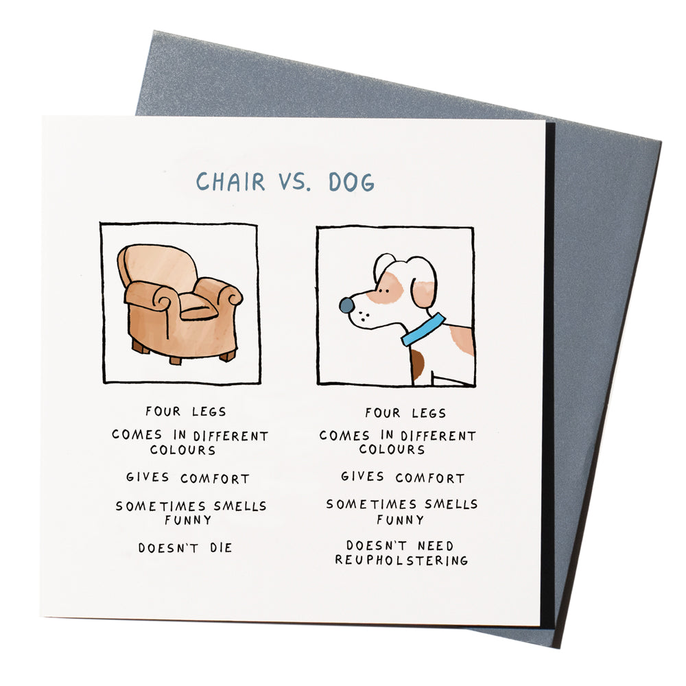 Chair vs. Dog | Humorous | Greeting Card