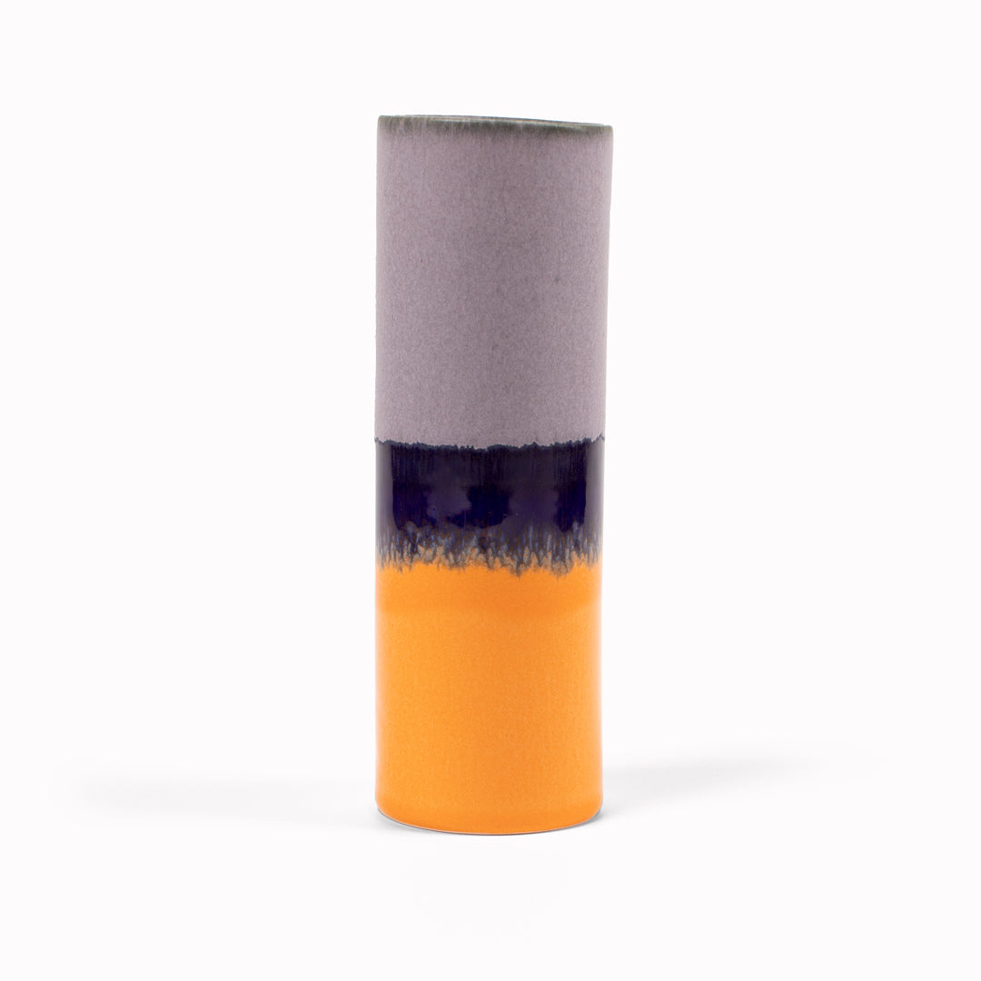 Hand Glazed Cylinder Vase | Lavender+Orange