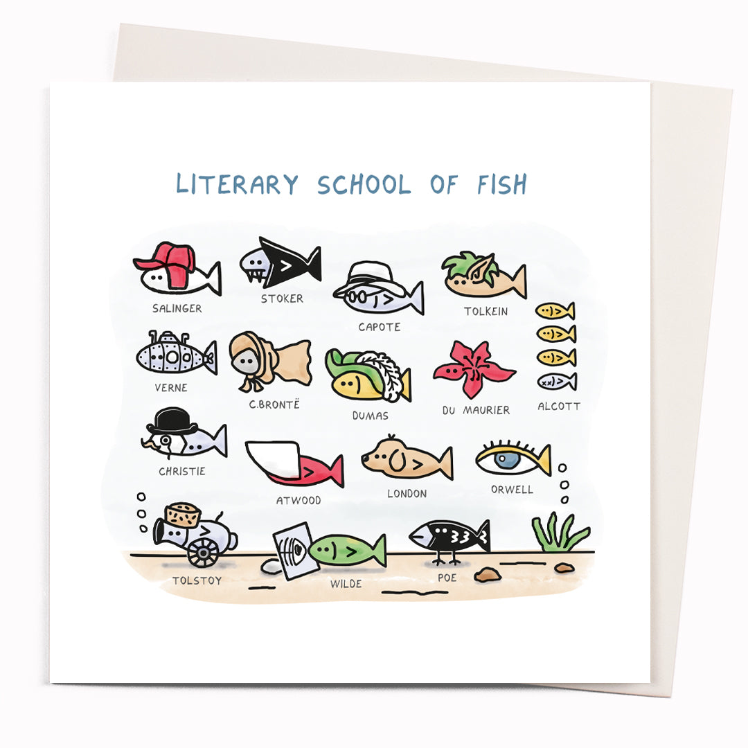 Literary School Of Fish Card