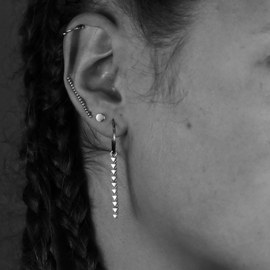 XY Lines Tri Line | Silver Hoop Earrings