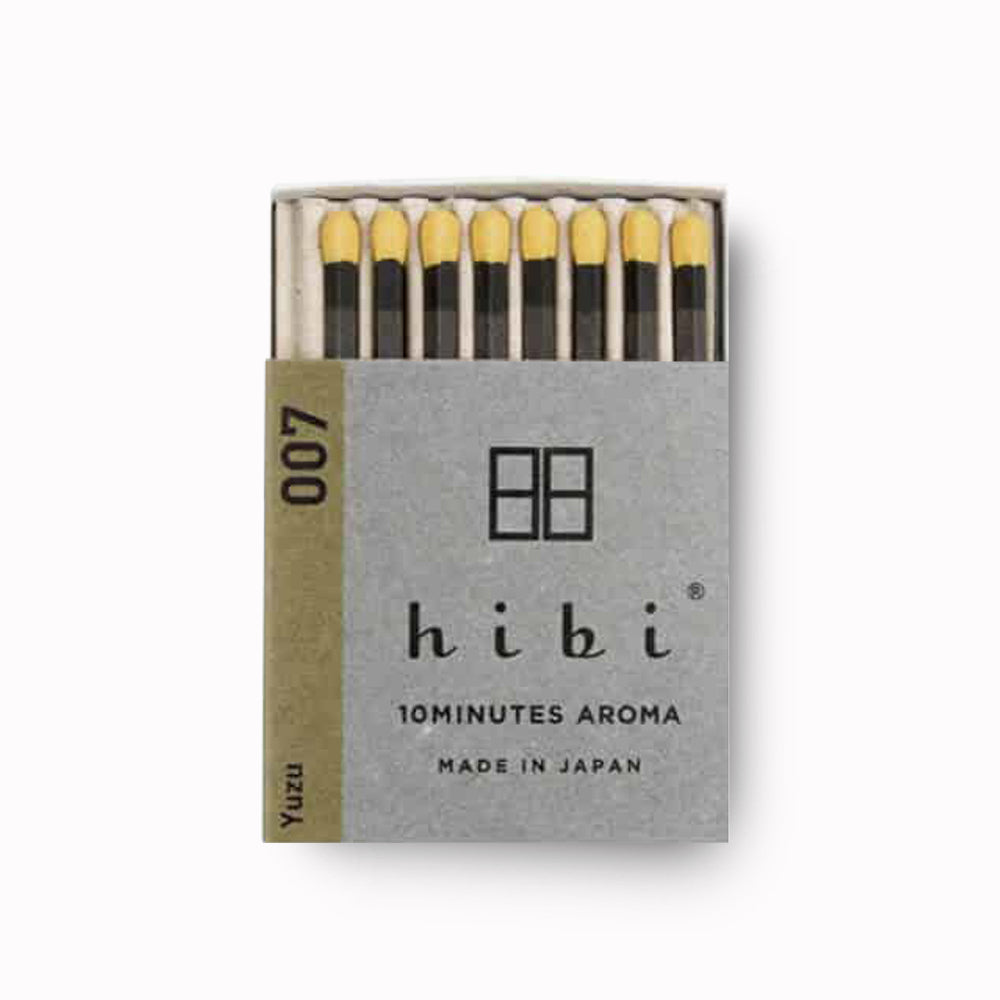 Yuzu Japanese incense from Hibi. The 8 sticks come as a matchbook that you simply light and then lay on the heat resistant little mat that comes in the box. 