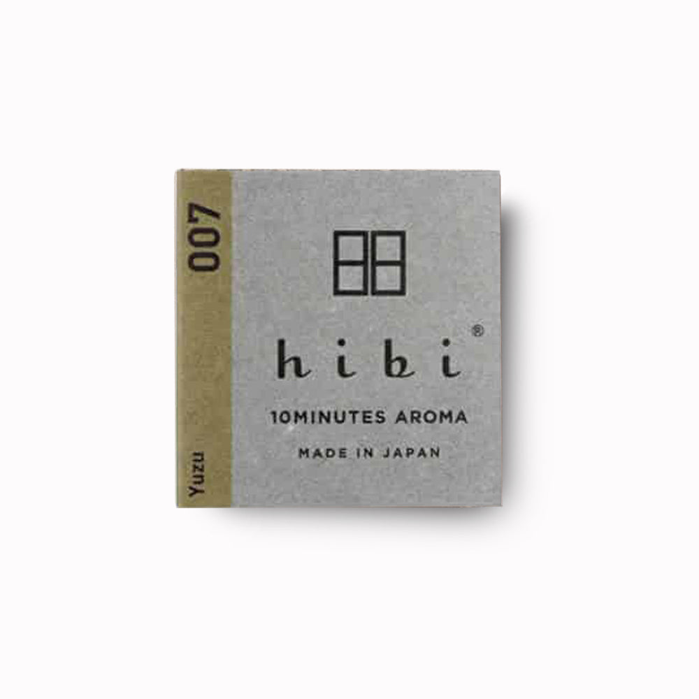 Yuzu Japanese incense from Hibi. The 8 sticks come as a matchbook that you simply light and then lay on the heat resistant little mat that comes in the box. 