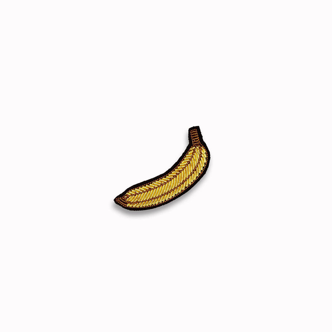 Make a statement with this fruity Banana hand embroidered decorative lapel pin by Paris based Macon et Lesquoy