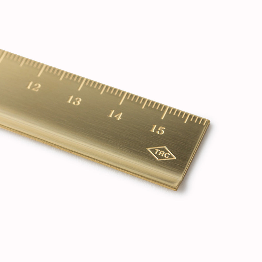 Brass ruler detail image. Made in a factory of one of the historic districts of Tokyo. For Japanese and Midori stationery fans in the UK and worldwide