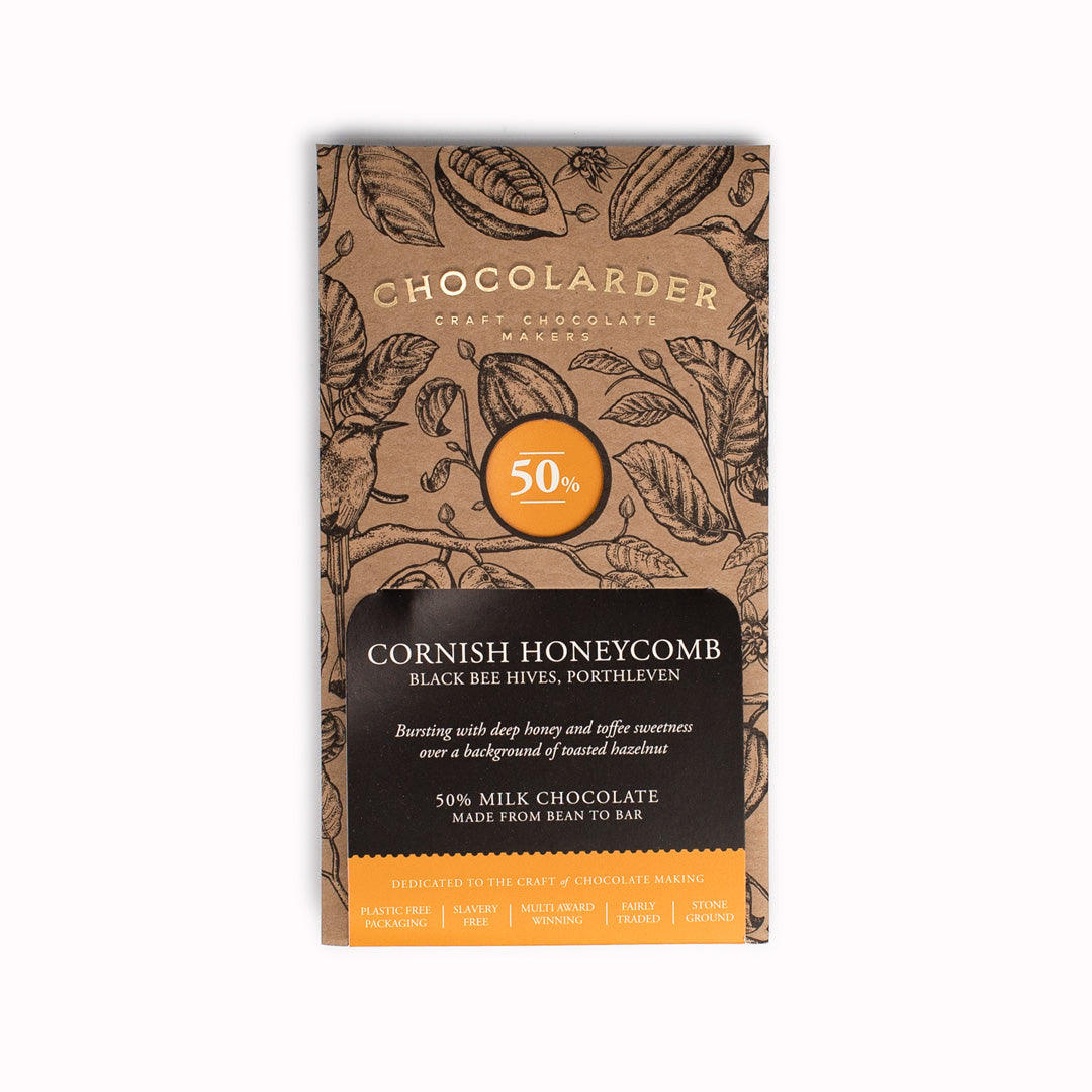 Cornish Honeycomb 50% Milk Chocolate Bar from Chocolarder, Falmouth, UK