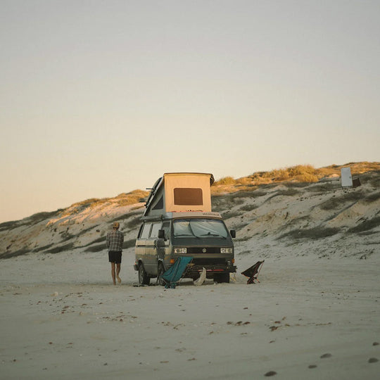 Camper on beach image from The Getaways from Gestalten, a compendium of the world’s most fascinating vans and four-wheeled homes shows that home really is where you park it. Let the creative fit-outs inspire your own van-venture, and join the journey with illustrated maps