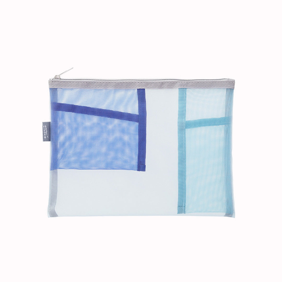 Light Blue mesh pen or tool pouch from Midori, the Japanese Stationery brand has many uses, as a pencil case or a makeup bag.